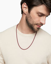 Box Chain Necklace in Sterling Silver with Burgundy Stainless Steel, 4mm
